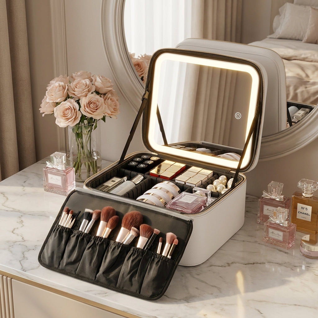 Trousse de maquillage + Miroir LED
